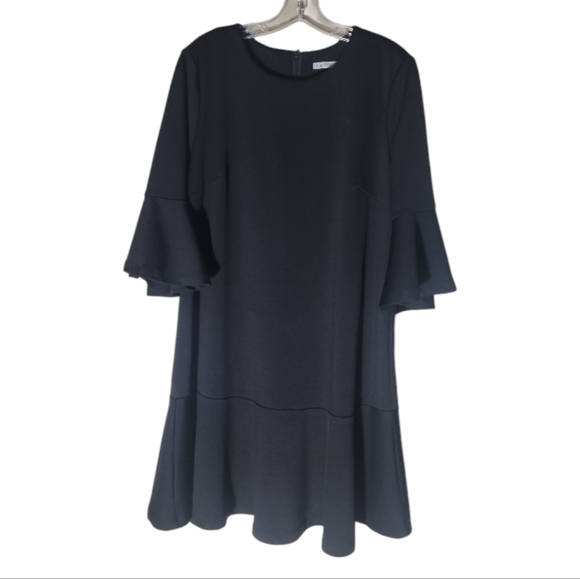 Moonbasa black bell sleeve shift dress size large - Picture 1 of 8